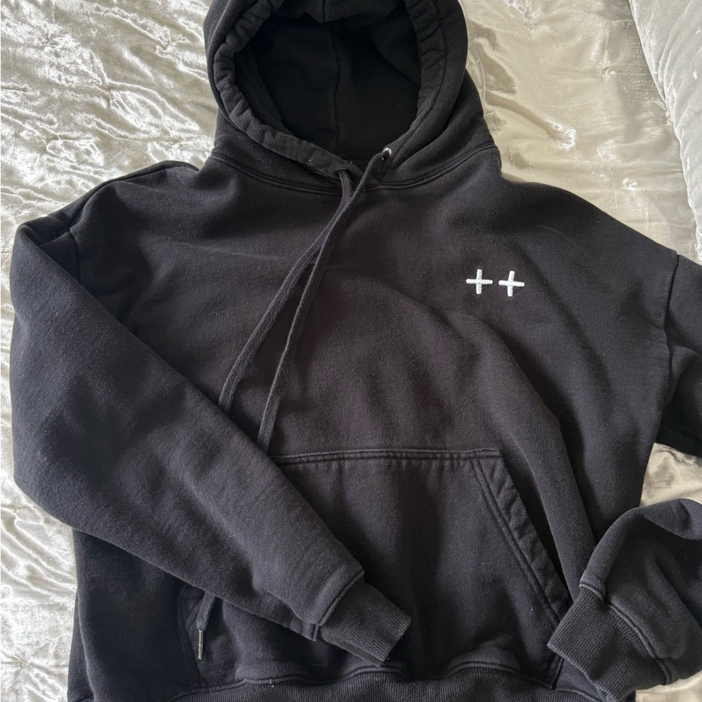 Ksubi Charcoal Hoodie with Minimalist Cross Detail